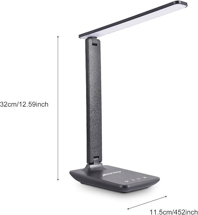 BAFOVY Eye Caring Table Lamp, 180 Adjustable Rotating Foldable Desk Lamp with USB C Charging Port, 5 Color Temperatures 5 Dimming Levels (Black)