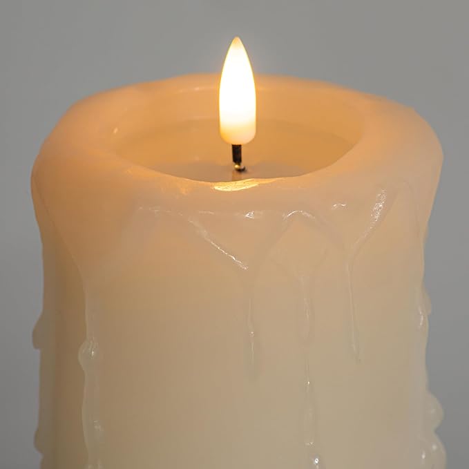 ANGELLOONG Flameless Candles with Remote, Battery Operated Candles with Flickering Flame, Fake LED Electric Timer Candles for Home Holiday Party Christmas Decor, Dripping
