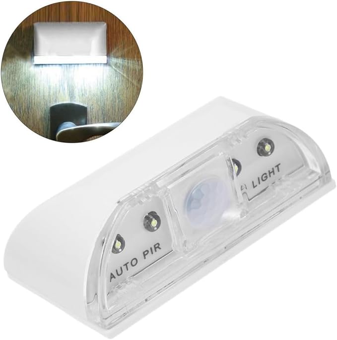 Key Light Door Lights, Small Motion Sensor Light with 4 LED Bulbs, Battery Powered Night Lights for Hallway, Stairway, Kitchen, Closet, Bedroom (2 Pack White)