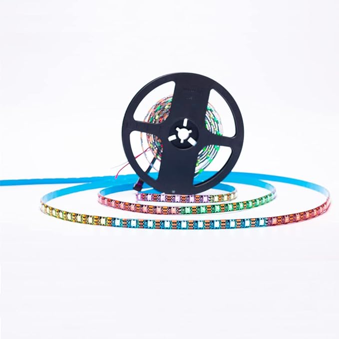 WS2812b Individually Addressable led Strip Light Programmable Dream Color SMD 5050 RGB Pixel Strip Rope Light DC5V (16.4FT 300LEDS Waterproof IP65, Black PCB)