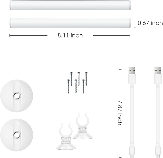 LED Mirror Lights Portable Rechargeable Vanity Light 3 Brightness Touch Control Makeup Light for Bathroom Dressing Room 2 Packs