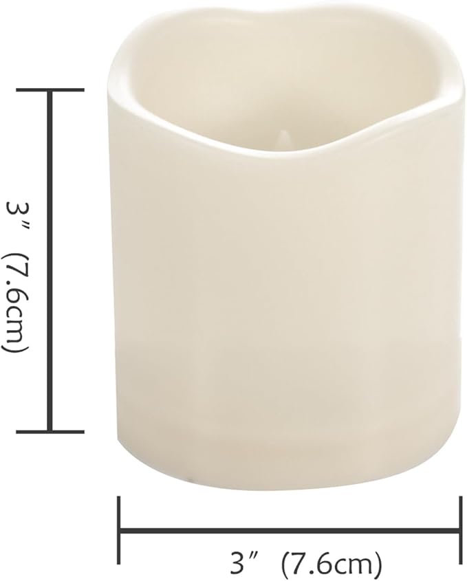 Waterproof Outdoor Battery Operated Flameless Candles with Auto Timer Flickering Plastic Resin Electric LED Pillar Lights for Lantern Patio Garden Wedding Party Decorations 3x3 Inches 6 Pack Ivory