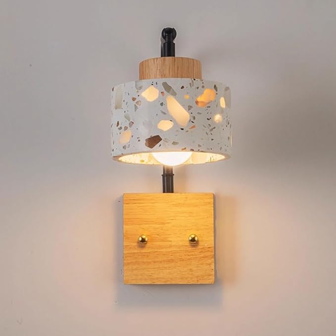 Bedroom Decor Wall Sconce with Wood Accents Headboard Lamp Over Mirror Wall Light Farmhouse Stone Wall Mounted Light Fixture Porch Hallway Hotel Wall Lighting Fixture Lamps
