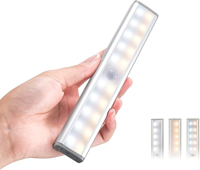 Homelife LED Motion Sensor Bars Lights - 20LEDS Wireless Under Cabinet Lighting, LED Closet Lights, Build in Rechargeable Battery, Stick-on Magnetic Motion Sensor Light Indoor for Kitchen, Stairway