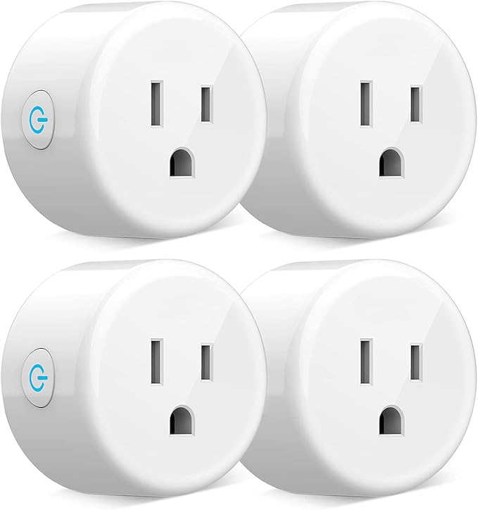 Smart Plug, WiFi Outlet Socket Compatible with Alexa Google Home, No Hub Required Surge Protection Plug, ETL Certified FCC Listed 120V 10A 2.4 GHz Wi-Fi Smart Outlet with Timer, 4 Pack