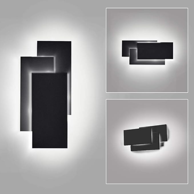 Ralbay 24W Black Wall Sconces Indoor Modern LED Wall Light for Bedroom Up and Down Wall Mount Light, Natural White 4000K