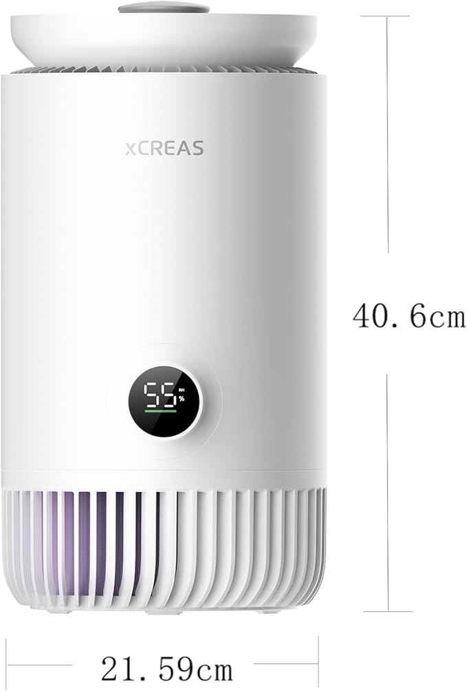 Humidifier and Air Purifier in One, Evaporative No-Mist HEPA Air Purifier & Humidifier Combo for Bedroom, 0.8-Gal Top-Fill Water Tank, Ultra-Quiet 23dB