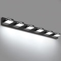 LED Modern Bathroom Vanity Light Fixtures, 6-Light 40-inch Dimmable Matte Black Vanity Lights for Bathroom Lighting Fixtures Over Mirror, with 350° Rotatable Acrylic Heads (Cool White 6000K)
