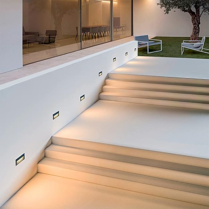 6W LED Step Light Stairway Modern Wall Fixture with Horizontal Louver Faceplate for Indoor and Outdoor Waterproof Corner Foot Lamp Gray