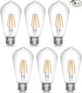 Dimmable Vintage Edison Bulb 4W,Equivalent 40W Incandescent,ST18 Antique LED Filament Bulbs,2700K Warm White 450 Lumens,E26 Led Bulb,Pack of 6
