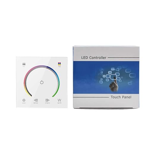 AMKI LED Wall Switch Dimmer,LED Controller,Wall- Mounted Plastic Cover Touch Panel Switch for DC12V-24V 3528 2835 5050 Single Color LED Strip Lighting(RGBW-Red,Green,Blue,White)