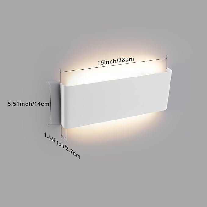 15"Modern LED vanity light,20W Dimmable 5 CCT (3000K-6500K) Adjustable Wall Lamp,Up and Down Wall Lighting,Indoor Wall Sconce for Bedroom,Staircase,Hallway,Dressing Table,1 Pack（White）