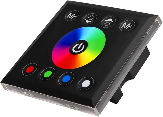 Wall Mounted Colorful RGBW LED Touch Panel Controller Dimmer Switch Applicable Scene LED Strip Light (Black), NIZUUONE1oxma72gdw-01