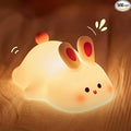 Bunny Night Light for Kids,Tap Dimmable,Rechargeable Portable and Squishy Silicone Led Nightlight,Kawaii Gift, Timing Bedside Lamp,Nursery,Toddler,Breastfeeding,Kids Room Decor,Birthday