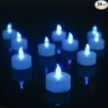 Battery Operated Tea Lights Candles-LED Flameless Flickering Votive Electric Candle lamp Long Lasting 200 Hours,24 Pack Realistic and Bright for Seasonal Festive Celebrations Decoration (Blue)