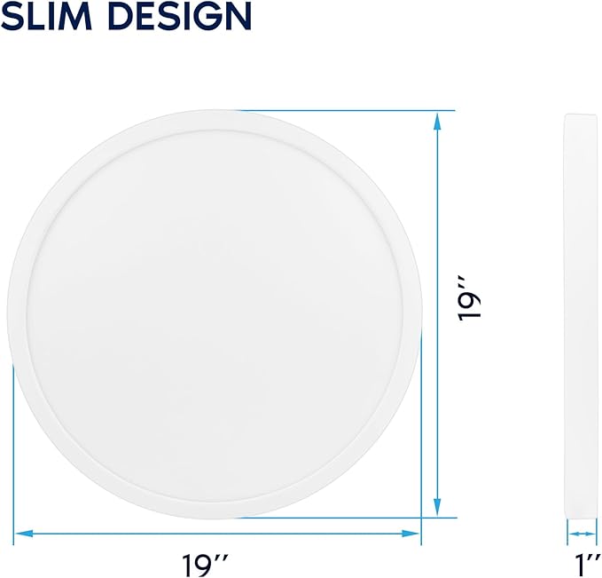 LUXRITE 19 Inch Modern LED Flush Mount Ceiling Light Fixture, 35W, 2200LM, 5CCT Selectable 2700K 3000K 3500K 4000K 5000K, Super Slim Round Ceiling Light, CRI 90, Dimmable, Wet Rated, ETL Listed