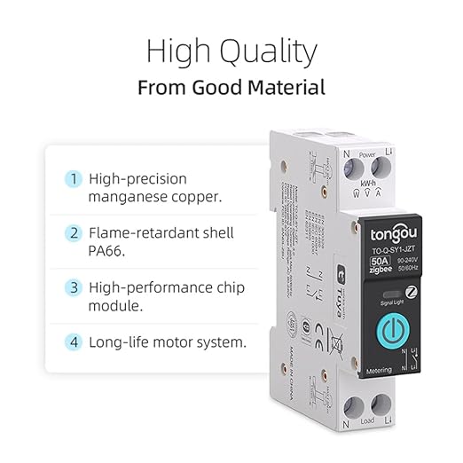 ZigBee DIY Smart Switch 50A| DIN Rail Switch| 1P+N 90-240VAC| Real-time Power Monitoring| Remote Control and Set Timer for Home Automation| Support Tuya/Smart Life| Voice Control| FCC Certified