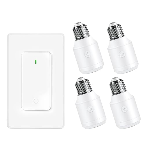 Remote Control E26 E27 Light Bulb Socket Adapter,GreenCyle Wireless Light Switch and 4 Standard Medium Base Lamp Socket Extender 2.3"(5.8cm),Screw-in,Max 500W,No Wiring Needed,500ft RF Range,for Lamp