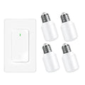 Remote Control E26 E27 Light Bulb Socket Adapter,GreenCyle Wireless Light Switch and 4 Standard Medium Base Lamp Socket Extender 2.3"(5.8cm),Screw-in,Max 500W,No Wiring Needed,500ft RF Range,for Lamp