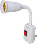 E27/E26 Plug in Light Bulb Socket Adapter Extender with On/Off Switch, Outlet to Socket Adapter Extension, White