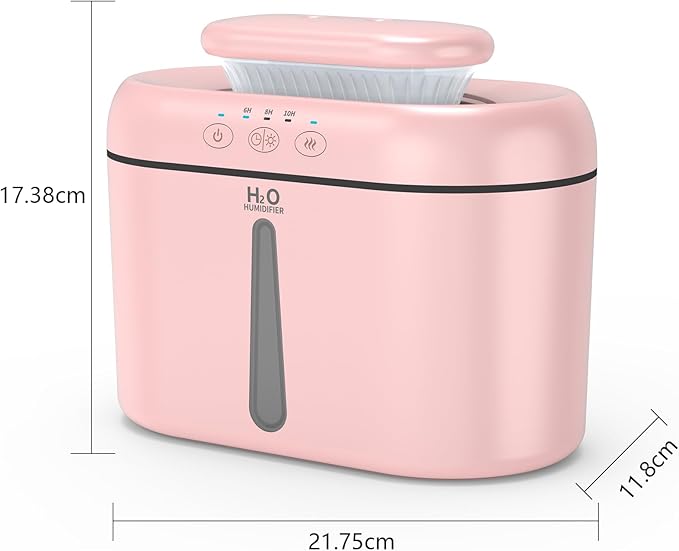 SZO Humidifiers for Bedroom, 2.5L Capacity, Auto Shut-Off, Easy to Fill & Clean, 16 dB Quiet Ultrasonic Humidifier for Large Room, Plants, Baby Nursery, Indoor, Night Light(soft pink)