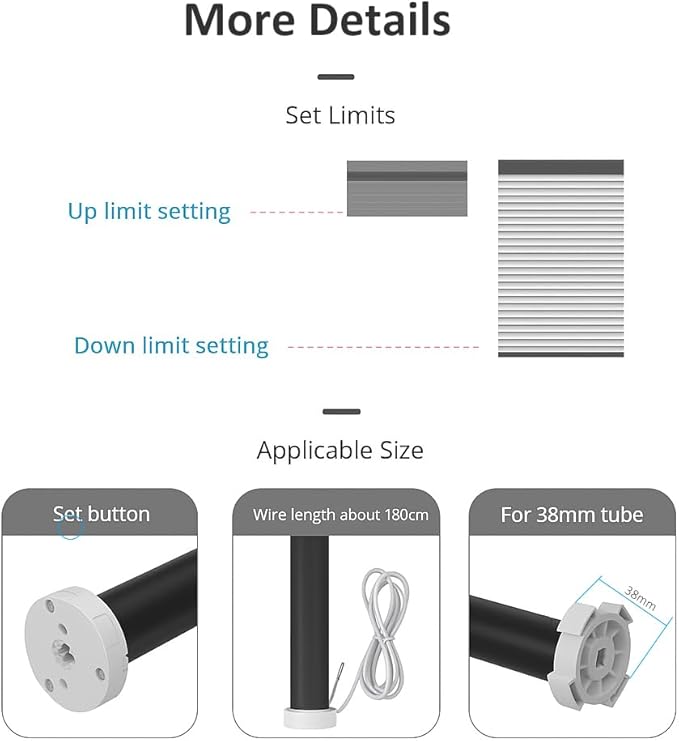 ZigBee 3.0 Smart Roller Shade Motor for 1.5 Inch Tube (38mm), Electric Blinds Motorization Kit, DIY Retrofit Tubular Motor, Compatible with Alexa & Google Home, Hub Required, 1.2N.m