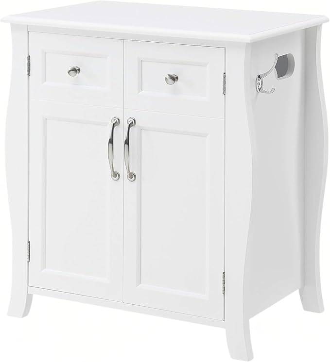 Northwood Calliger Bedroom CPAP Nightstand with Drawers for CPAP Accessories & Machine - Sleek Wooden Night Stand with CPAP Hose Holder Bed Side Table with Storage (White)