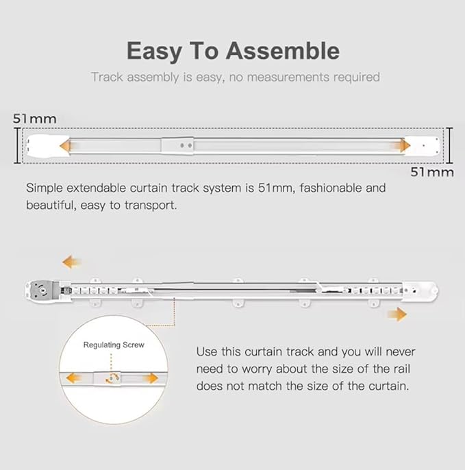 Matter over WiFi Smart Curtain Motor with Retractable Track, 2.5N.m High Torque Automatic Drapery Opener, Compatible with HomeKit, Alexa, Google Home (2.3-4 meters (90.5-157.4 inches) Adjustable)