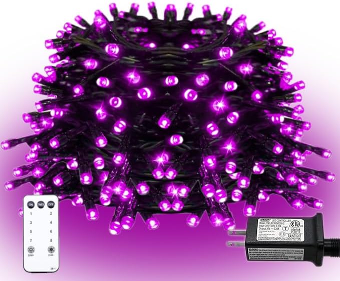 66FT 200LED String Lights, Purple Halloween Lighting with 8 Modes, Indoor Outdoor Decorative Fairy Light for Holiday, Tree, Window, Party