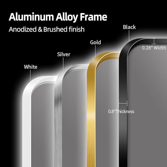 24" x 36" Gold LED Bathroom Mirror with Lights, Lighted Vanity Mirror with Anti-Fog, 3-Color Stepless Dimmable, Memory, Shatterproof, UL-Listed, Wall Backlit Mirror (Horizontal/Vertical)