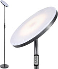 Floor Lamp,30W/2400LM Sky LED Modern Torchiere 3 Color Temperatures Super Bright Floor Lamps-Tall Standing Pole Light with Remote & Touch Control for Living Room,Bed Room,Office (Rocky Black)