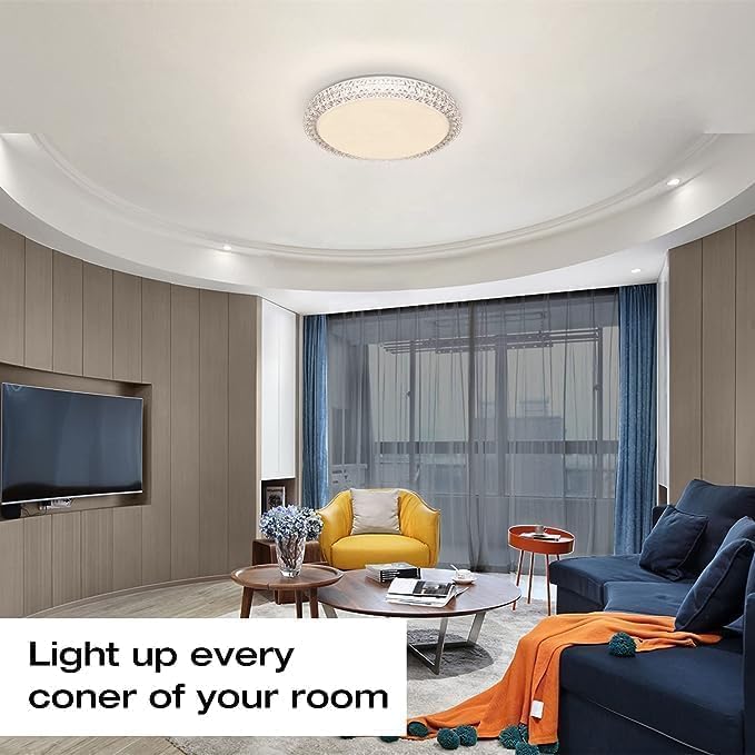 OOWOLF LED Ceiling Light, 40W 15.4 Inch Dimmable Ceiling Light Brightness Adjustable LED Fixture Lamp Modern Ceiling Lamp Close to Ceiling Lights for Bedroom Kitchen Living Room Lighting, 3000-6000K
