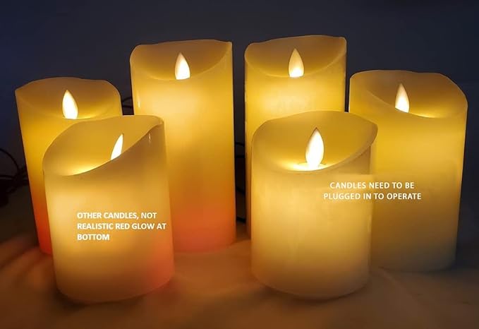 UBREW USA USB Powered Candles. Realistic Flickering Flameless Candles. USB Powered. Electric Extra Bright Real Wax Pillars LED Candle