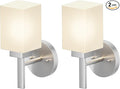 Bathroom Light Fixtures Brushed Nickel Vanity Light with White Frosted Glass Shade, Wall Lamps for Mirror Kitchen Bedroom Porch, 2 Pack T002BR-L1-P2