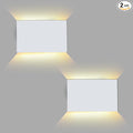 FUDESY LED Wall Sconce, White Plastic Modern Wall Lighting Fixtures, Indoor Outdoor Up and Down Wall Lamp for Living Room Bedroom Hallway Corridors, 3000K, Warm White, 2-Pack