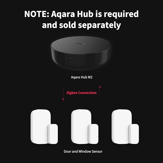 Aqara Zigbee Door and Window Sensor 3 Pack, Wireless Mini Contact Sensor, Home Automation, Requires Aqara Hub, Zigbee Connection, Kid Safety, Compatible with Apple HomeKit, Alexa, Works with IFTTT
