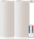 Amagic 2 Pack 10" x 4" Outdoor Plastic Electric flameless Candles with Remote Control and Timer, Battery Operated Flickering LED Pillar Fake Candle for Home, Wedding Decor, Ivory
