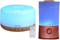 BlueHills Premium Set of Two Large 1000 ML and 2000 ML XL Essential Oil Diffusers Humidifier Combo for Large Room Home with Décor LED Lights Great Gift – Value Pack of Wood Grain and Dark Wood Grain