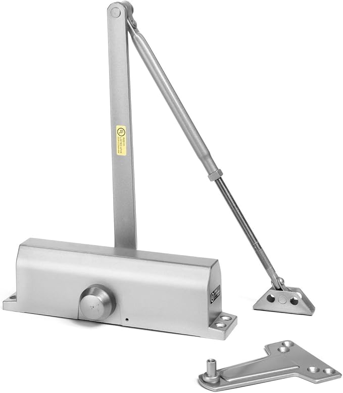 Dynasty Hardware Door Closer, Commercial Hydraulic Closer, Self-Closing, Spring Size 4, Surface Mount, Sprayed Aluminum, Series 4000