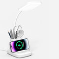 Desk Lamp with Wireless Charger - LED Desk Lamps for Home Office with Pen Holder, 800LM, 3 Color Modes, Flexible Arm, Eye-Caring White Table Lamps for Home College Dorm Room