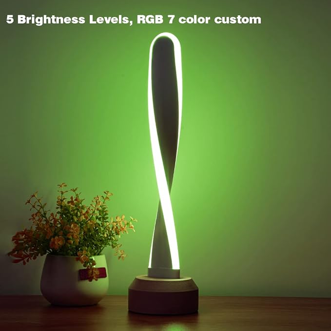 Modern Wooden RGB Table Lamp with 7 Color-Changing Lights, Natural Beech Bedside Lamp for Bedroom, Living Room, Game Room, Creative Home Decor & Unique Gift Idea