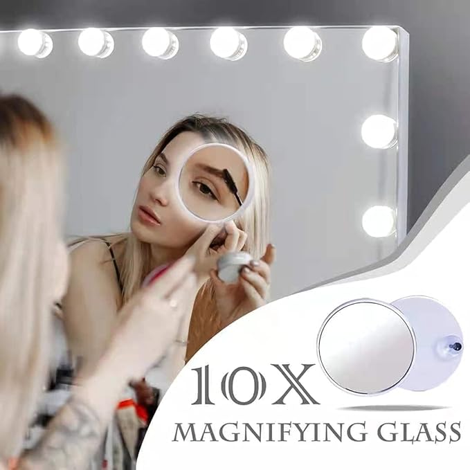 Kottova Vanity Mirror with Lights, 23"x18.1" Lighted Makeup Mirror with 15 Dimmable LED Bulbs, Hollywood Mirror with 3 Color Lightings, USB Charging Port Touch Control, Metal Frame,Plug in (White)