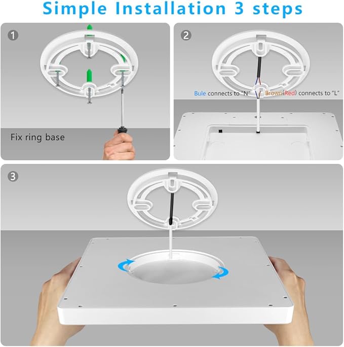 9Inch 18W Square LED Ceiling Light Fixtures Flush Mount, 5000K Daylight White LED Ceiling Lamp, Surface Mount Modern Ceiling Lights, Slim Flat Panel Lighting for Bedroom, Kitchen, Bathroom Etc.