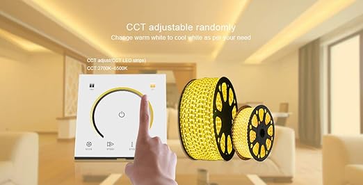 AMKI LED Wall Switch Dimmer,LED Controller,Wall- Mounted Plastic Cover Touch Panel Switch for DC12V-24V 3528 2835 5050 Single Color LED Strip Lighting(Color Temperature)