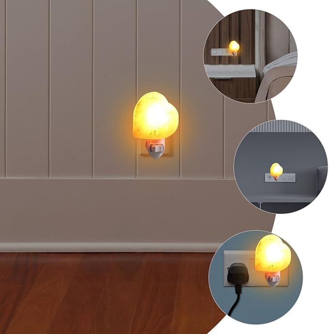Zerodeko Salt Night Shape Led -in Night Light for Bedroom and Bathroom Decor Creates Warm Glow for Relaxation for Meditation and Nightstand Use