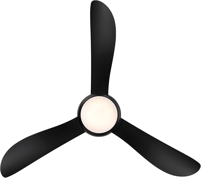 Modern Forms Corona Smart Indoor and Outdoor 3-Blade Flush Mount Ceiling Fan 44in Matte Black 3500K LED Light Kit and Remote Control worksworks with Alexa and iOS or Android App