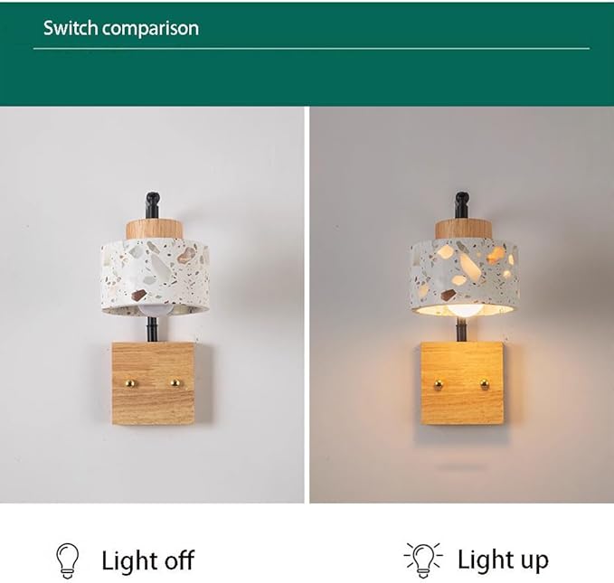 Bedroom Decor Wall Sconce with Wood Accents Headboard Lamp Over Mirror Wall Light Farmhouse Stone Wall Mounted Light Fixture Porch Hallway Hotel Wall Lighting Fixture Lamps