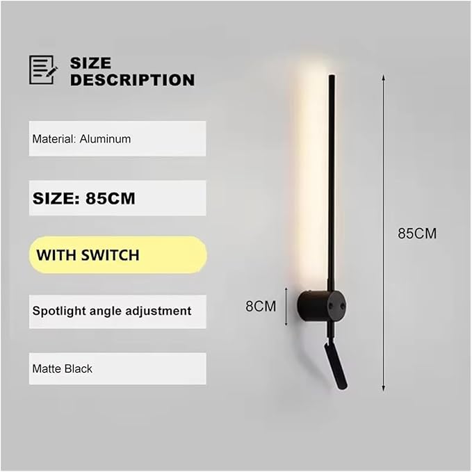 Minimalist Lines LED Wall Lamp Bedroom Decoration Indoor Living Room Fixture Black Wall Lights Stair Hallway Background Sconces,Energy Conservation Wall Light