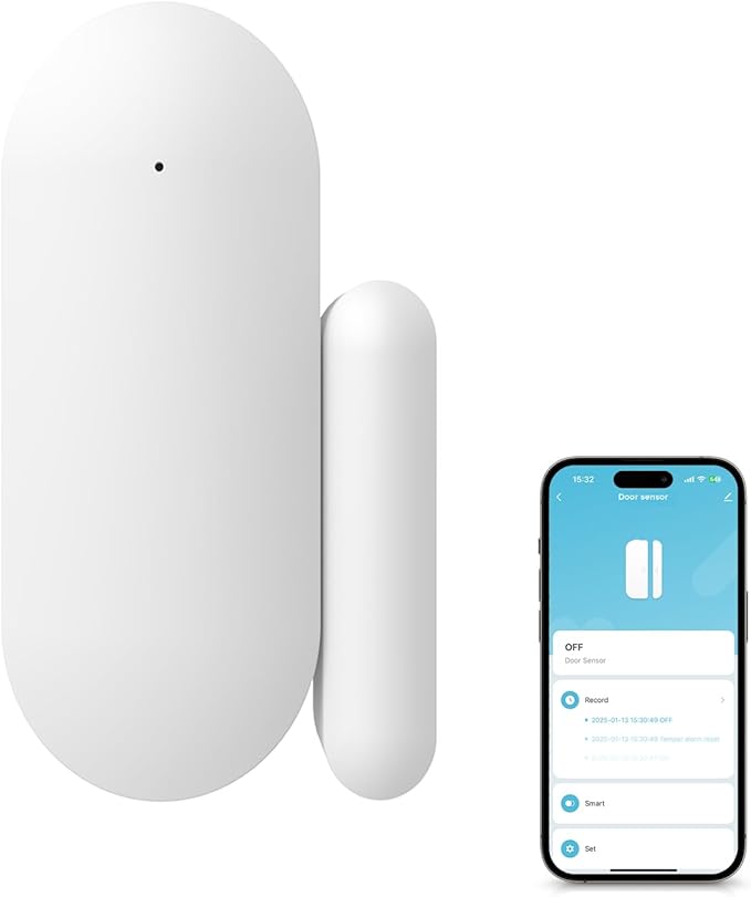 PGST Wireless Door Window Sensor for Home Security,WiFi Door Open Detector for Kid Safety,Door Alarm with Tuya App Real-time Alerts,Easy Installation