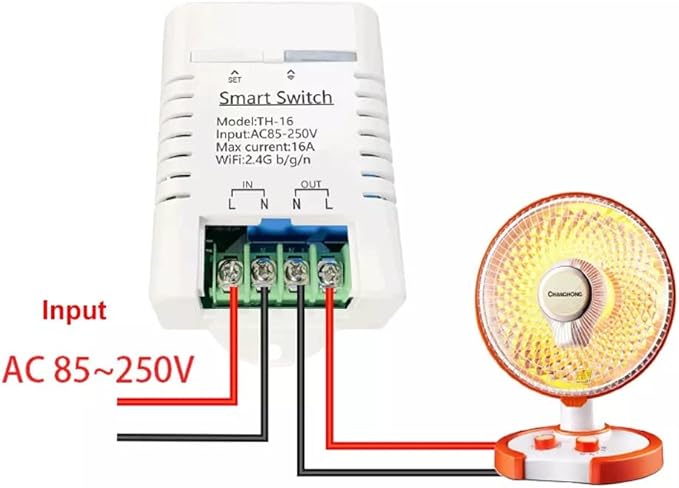 eWeLink Smart 16A Switch with Temperature and Humidity Monitoring, WiFi Thermostat Controller Compatible with Alexa Google Home (Temperature only)